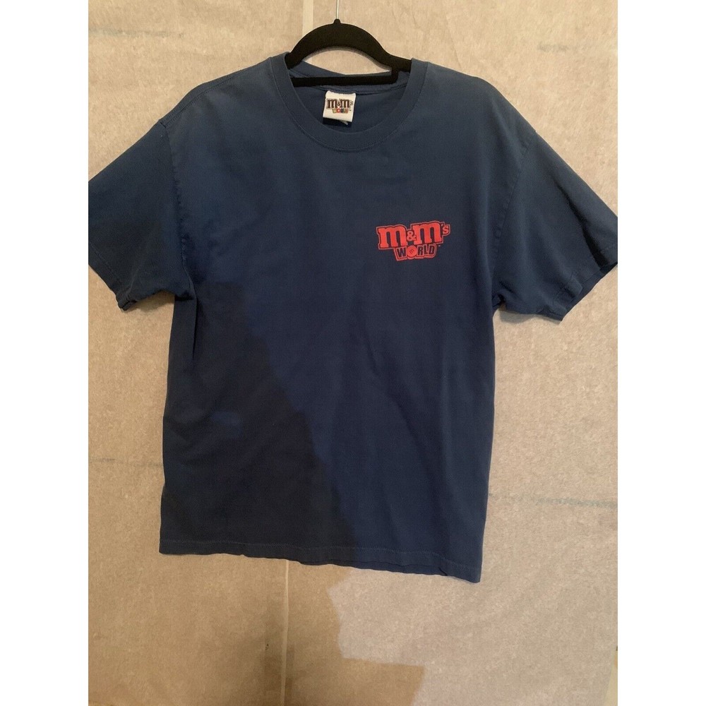 M&Ms World Shirt Men's Blue  Graphic Crew Neck Size L (1396)
